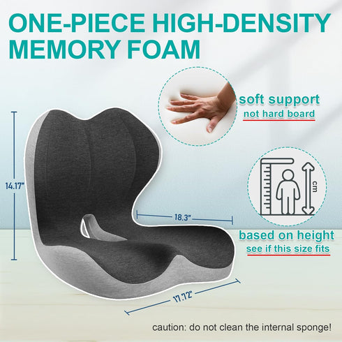 Wacalarda Tailbone, Seat Cushion for Office Chair, Car and Wheelchair Use, with Lumbar Support Pillow and Memory Foam