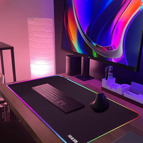 RGB Large Gaming Mouse Pad, 12 Light Modes, Oversize Anti-Slip Rubber Base Mouse Mat for Computer PC Games (31.5x11.8in