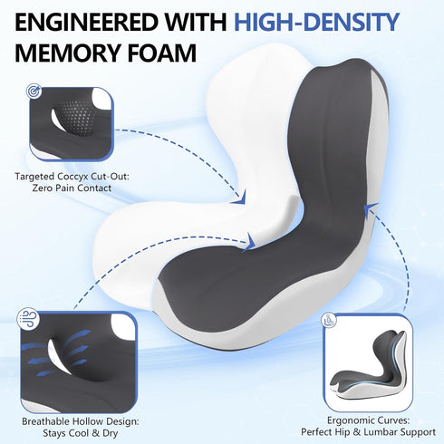 GKTKG 2-in-1 Set Truck Seat Cushion and Headrest for Truck Driver, Lumbar Support Car Cushions for Long Haul Driving