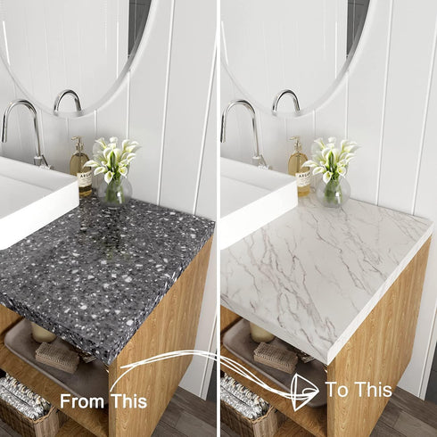 Decotalk Marble Contact Paper, Peel and Stick Waterproof Matte Marble Wallpaper for Kitchen Countertops (12"x120")