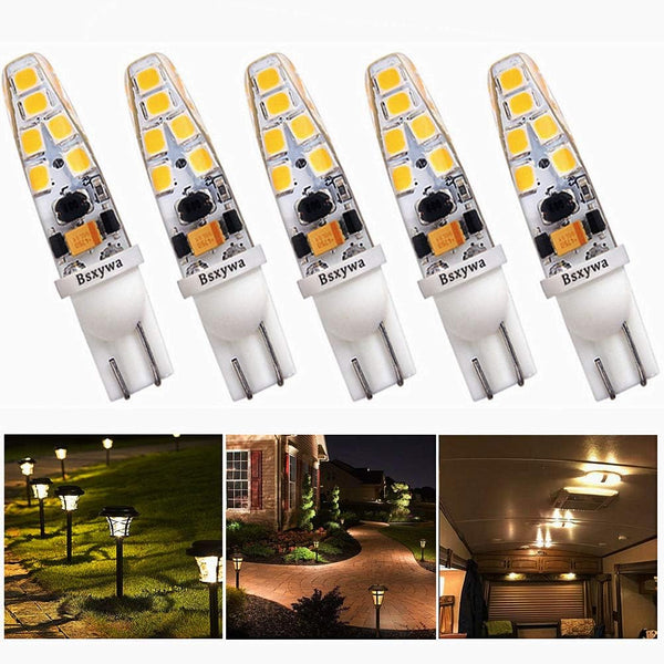 T5 T10 921 194 Wedge Base Landscape: 12volt LED Waterproof Light Bulb, 25W Equivalent 3Watt, Warm White 2700K-3000K