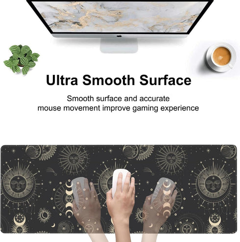 NIYLYNSYN 31.5"x11.8" Phase of The Moon Desk Mat,Large Moon Phase Changes Gaming Keyboard Mouse Pad,Non-Slip Rubber