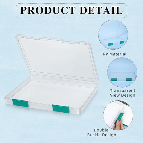 PerKoop 6 Pcs Clear A4 File Box - Document Plastic Storage Box Paper Case Board Game Storage Containers Magazine