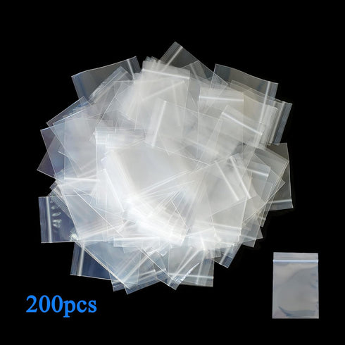 200pcs 1" x 2" Resealable Clear Plastic Bags, Mini Zip Lock Poly Baggies for Jewelry, Pills & Tiny Items