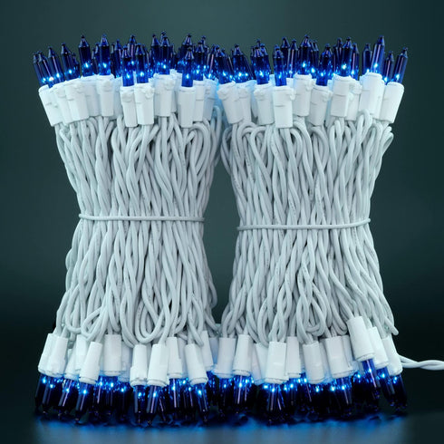 YULETIME 200 Blue Christmas Lights, Pack of 2 Sets 33 Feet 100 Count UL Certified Incandescent String Lights