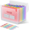 ThinkTex Accordion File Organizer, 12-Pocket Expanding Folders for Paper Receipts, Bills & Taxes, Pink