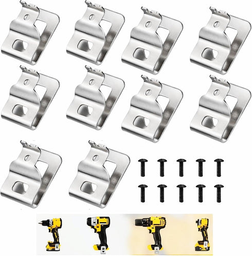 Dewalt Belt Clips N268241 N086039, 304 Stainless Steel Drill Clips Tool Hooks for 20V Power Tools (10-pcs)
