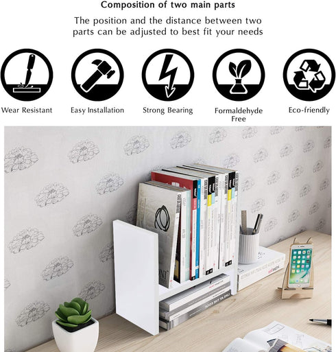 Jerry & Maggie Desktop Organizer Office Storage Rack Adjustable Wood Display Shelf Free Style Double H