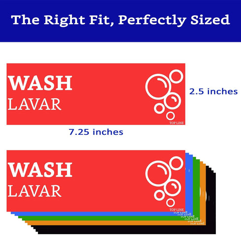Wash Rinse Sanitize Sink Labels - 12 Labels (2 Sets, 7.3x2.5 in) - Ideal for Restaurants and Commercial Kitchens