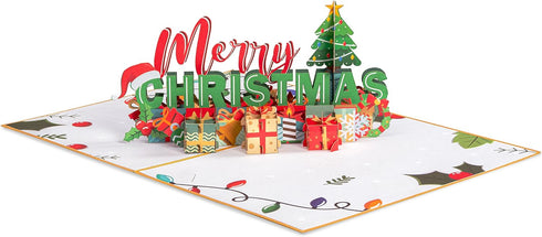 Paper Love Pop Up Christmas Card, 3D Merry Christmas, for Christmas or Holidays, 5" x 7" Cover with Envelope and