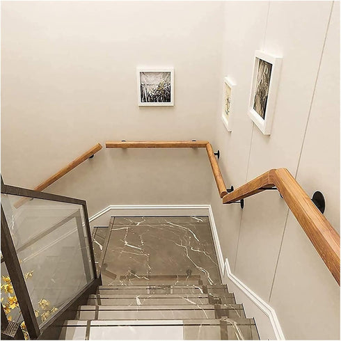ALDEPO 1Ft-20Ft Non-Slip,2.6Ft Grab Bars Handrails Wooden - Complete Kit, Professional Corridor Non-Slip Stair Railings
