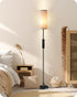 Dimmable 10W 900LM Bulb 3000K-6500K, H06LD05W1 Gray Floor Lamp for Living Room with Remote and Foot Switch, Corner
