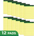 KAISA Legal Pads, 8.5"x11.75" Wide Ruled Writing Pads, 50 Sheets, Recycled Paper, Canary (Pack of 12)