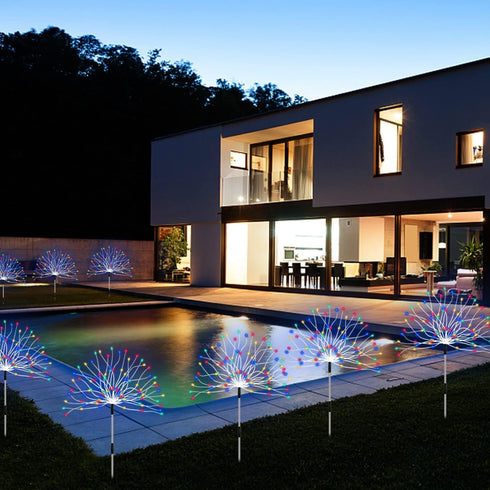 4 Pack Lights,120Led Outdoor Solar Garden Lights,Firework Lights Waterproof Decorative Pathway Firefly Lights Solar