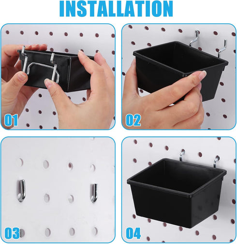 Roowest 60 Pcs Pegboard Cups Set, Pegboard Wall Organizer with Hooks and Loops, Office Storage Garage Craft Workshop