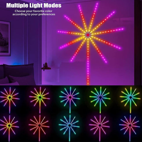 FlyQintess Smart Firework Led Lights, LED Strip Light with Remote App & Timer, Color Changing Music Sound Activated