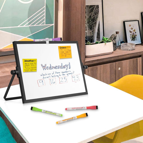 Magnetic Dry Erase White Board, 8" x 12" Double-Sided Desktop Whiteboard with Stand, Portable for Home, Office, School