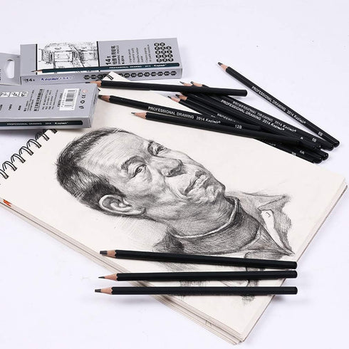 Sketch Pencil Drawing Set 14 Pencils 6H, 4H, 2H, HB, 1B, 2B, 3B, 4B, 5B, 6B, 7B, 8B, 10B, 12B by YYMIYU