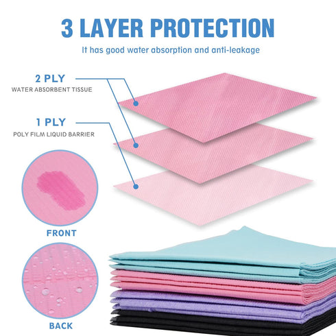 500 13"x18" 3 PCS Disposable Dental Bibs Ply Waterproof Pink Dental Tattoo Bibs Dentist Clinic Medical Tray Cover