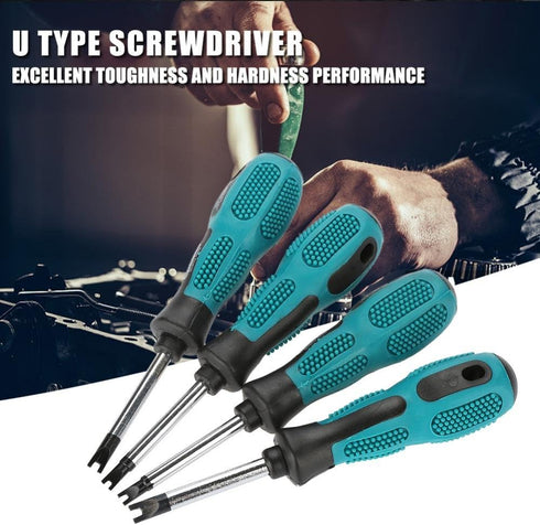 Fork Type Screwdriver Set - 4 Pcs U Fork Bits Magnetic Screw Driver CRV Multifunctional Tool