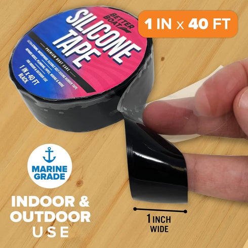 Better Boat Heavy Duty Silicone Tape Plumbing Self Fusing Tape for Leaks Silicone Water Pipe Rubber Tape Hose Repair Water Seal Watertight Fusion Coax Seal Electrical or Silicone Grip Tape