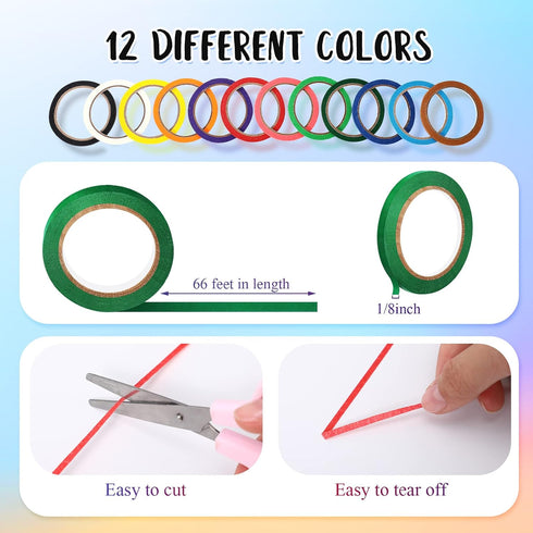 Fainne 12 Roll 1/8 Whiteboard Thin Tape with 54 Magnetic Dry Erase Label Name Tag for School Office Supplies