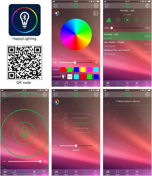 40 ALED LIGHT Bluetooth String Light Controller with Keys IR Remote Control for RGB LED Strip Lights, Compatible