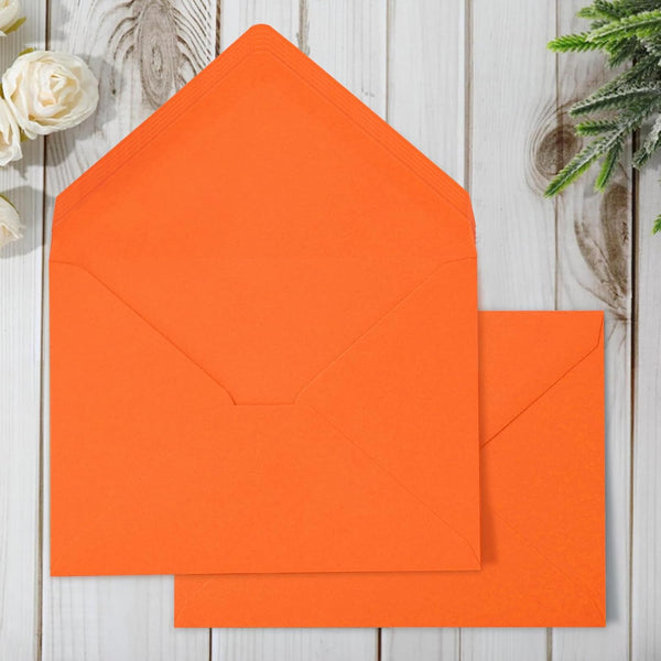 Whaline 50Pcs A7 Burnt Orange Invitation Envelopes Set V-Flap Gift Card Sleeves for Fall Mailing