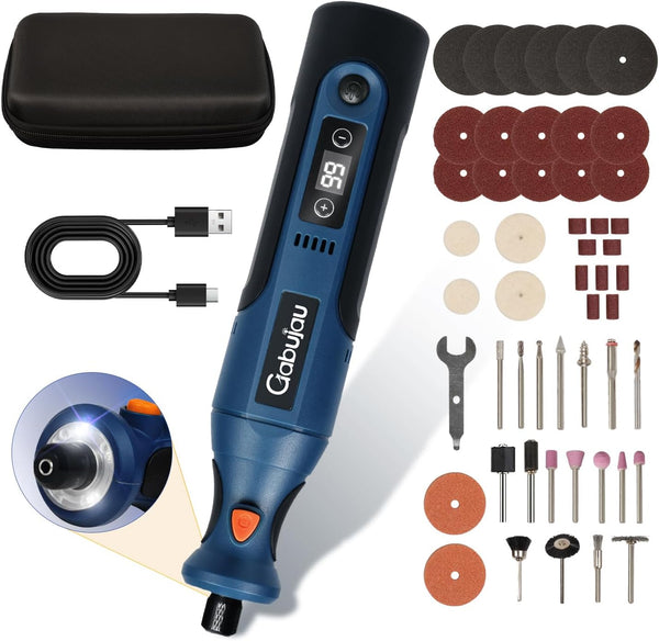 Cordless Rotary Tool Kit Mini, 7.4V 12-Speed Power USB Rechargeable, for 3D