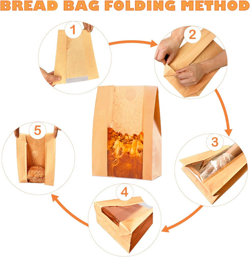 Homrelaxy 31pcs 13.7 8.3 3.5 Inch 40 Paper Bread Bags for Homemade Bread, Sourdough Bag with Window, x x Large Brown