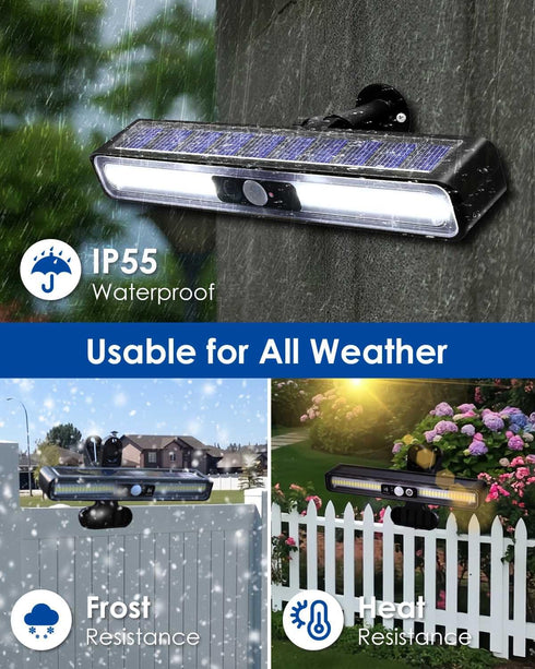 SUNOHE 36 6000K, 2 Pack Clip on Solar Motion Sensor Lights Outdoor Waterproof with LEDs, Solar Powered Fence Lights