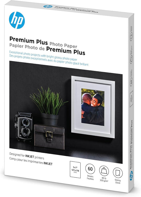 5x7 60 (CR669A) HP Premium Plus Photo Paper, Glossy, in, sheets