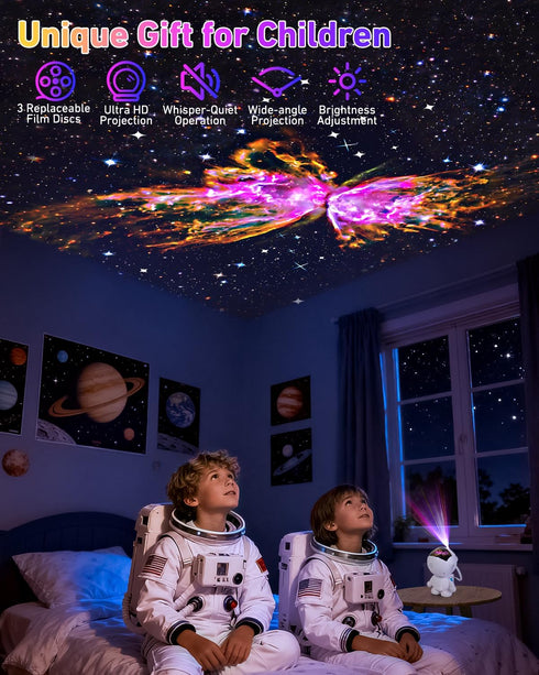 12 360Rotating Astronaut Galaxy Projector,Star Projector with Space Films,Galaxy Projector for Bedroom with Timer
