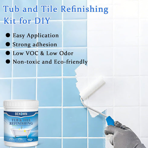 33oz Bathroom,Semi-Gloss,50-55sq.ft BEKOMN Tub Paint,Tub and Tile Refinishing Kit with Tools,Bathtub Paint White