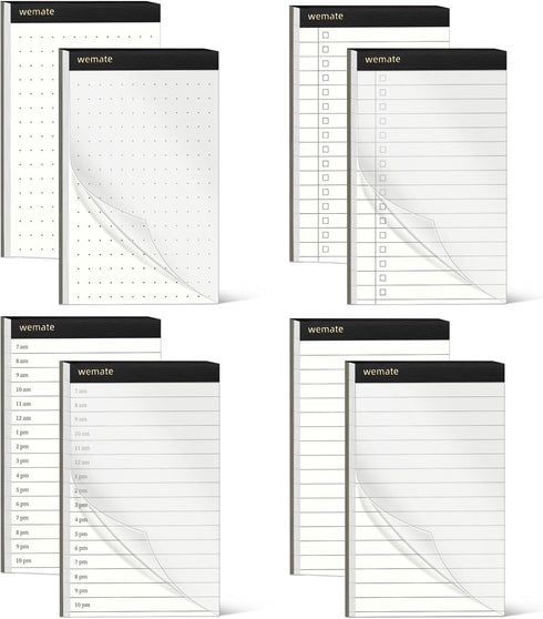 WEMATE 8Pcs Note Pads, Legal Pads 3.5 x 5, Lined Notepad, To Do List, Dotted Notepad, Notebook Paper Writing Pads