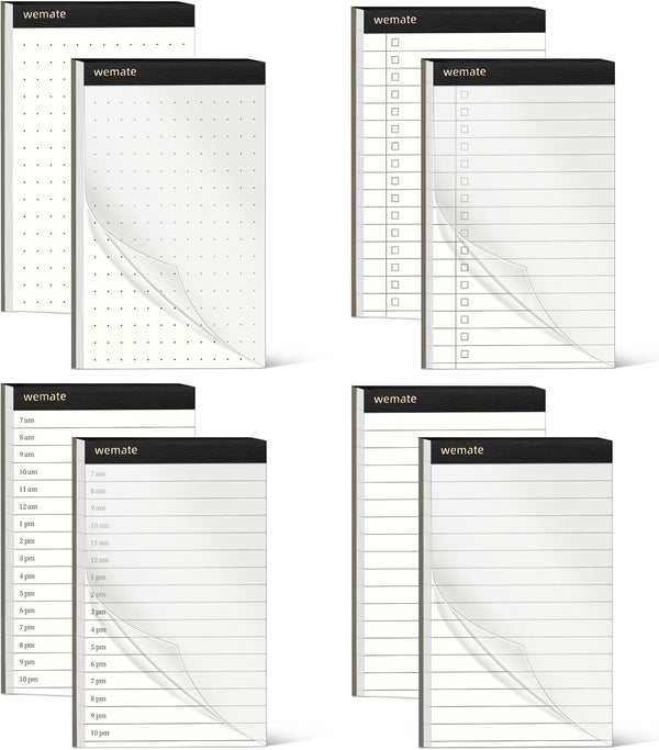 WEMATE 8Pcs Note Pads, Legal Pads 3.5 x 5, Lined Notepad, To Do List, Dotted Notepad, Notebook Paper Writing Pads