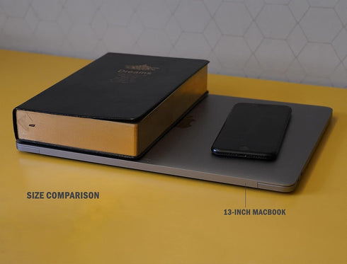 Thick Journal, Hardcover Notebook with Black Soft Faux Leather Cover, 416 Pages, A5 Blank Premium Papers with Golden