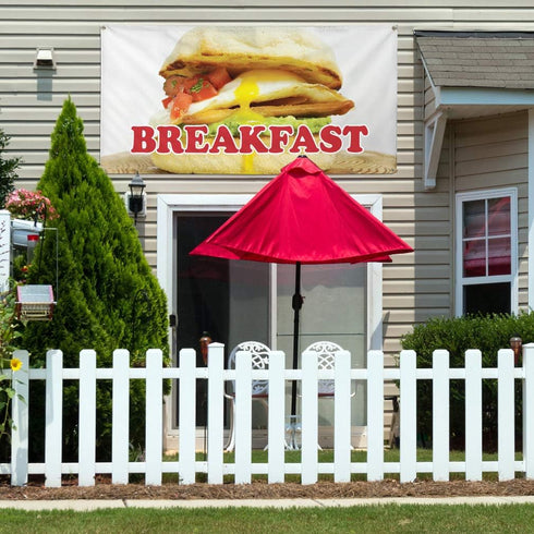 Fastasticdeals 4 Grommets 24x48Inches Vinyl Banner Multiple Sizes Breakfast Outdoor Advertising Printing Restaurant