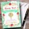 The Card Zoo Green & Gold Hot Air Balloon Girls Party Thank You Cards