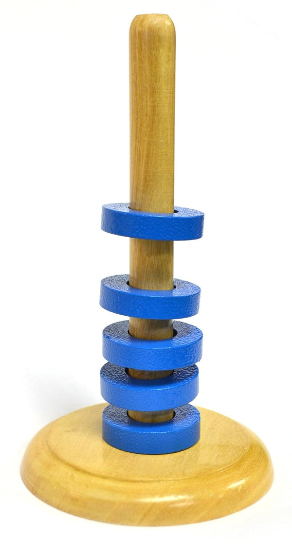 Eisco Labs Floating Ring Magnet Set with Wooden Base - 5 Magnets, 5.9" Height