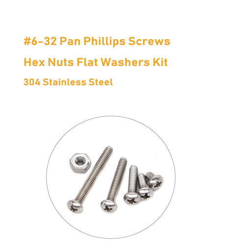 binifiMux Assortment Kit for 3D Printer, Machine, Stainless Steel 304, #6-32 Pan Head Phillips Screws, Nuts, Washers,