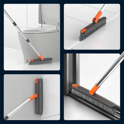 180 AIR U+ Grout Brush with Long Handle Swivel Scrub Brush with Tweezers to Hair Clip V-Shape Grout Line Scrubber Stiff
