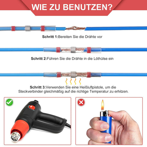 Hotop 150 Pieces Solder Seal Wire Connector, Heat Shrink Butt Waterproof Insulated Electrical Splice Terminals
