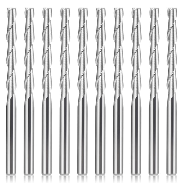 HQMaster CNC Router Bits 1/8" Shank CNC Bit End Mill Flat Nose Carbide Endmill, Two Flute Spiral Upcut Milling Cutter