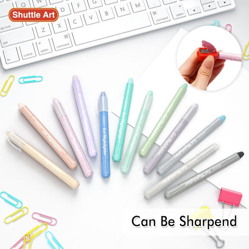Shuttle Art Bible Highlighters and Pens, 12 Dusty Colors Gel Highlighters No Bleed Through for Journaling and Studying