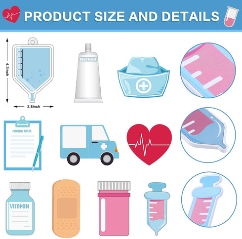 Ctosree 40 Pcs Mini Funny Nurse Sticky Notes with Ballpoint Pens for Nursing Student Essentials School Supplies