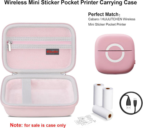 Elonbo Carrying Case Compatible with HUIJUTCHEN, Cabaro Wireless Mini Sticker Pocket Printer, Bluetooth Smart Portable