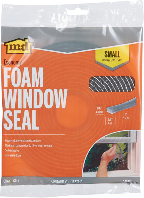 M-D Building Products 02055 Gray Economy Foam Window Seal, 3/16 in. x 3/8 in. x 17 ft.