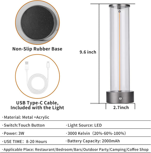 Mini Minimalist Tabe Lamp with Breathing Effect, Cordless LED Desk Lamp Rechargeable Modern Night Lights Portable Lamp
