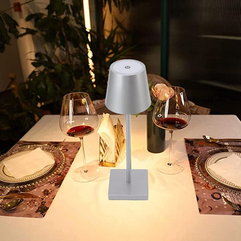 Dimmable TOPINCN, High Brightness LED Touch Modern Simple, Rechargeable Cordless for Restaurant Bar (Silver)